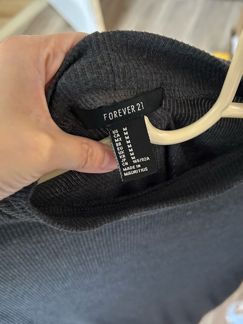 Forever 21 Charcoal Ribbed Knit Top